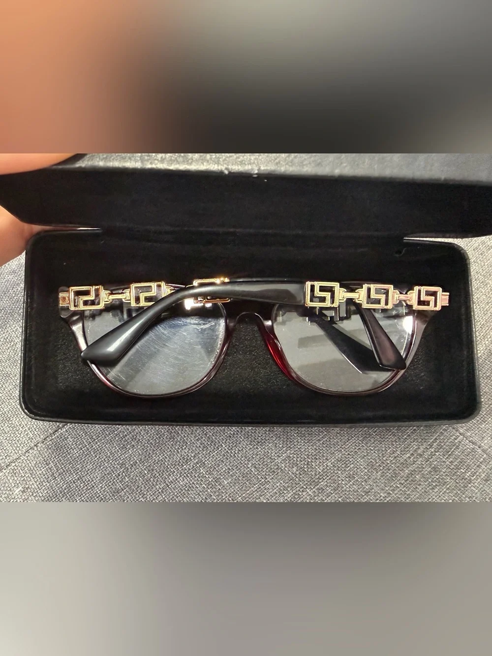 Versace VE 3292 Red Cat-Eye Women's Glasses with Gold Chain Greca Temples